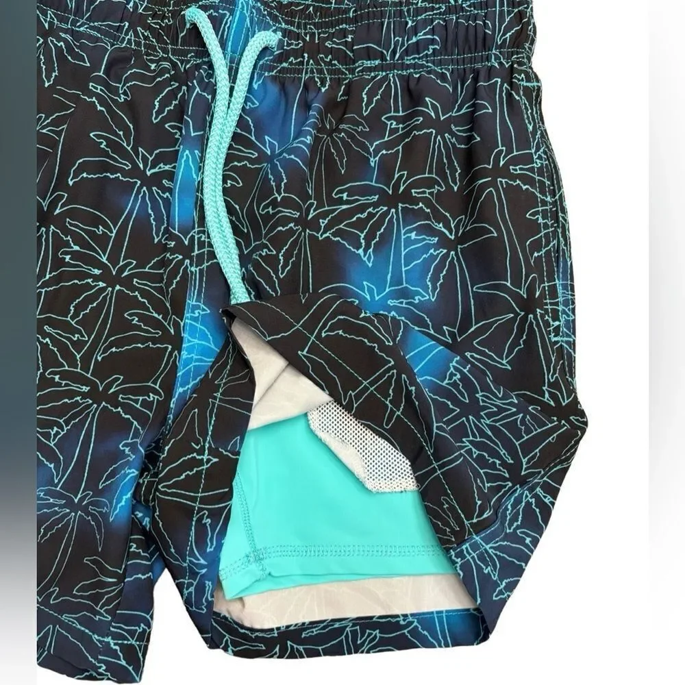 Capelle Miami Foggy Palms Board Shorts Men’s Large Swim Trunks w/Carry Bag